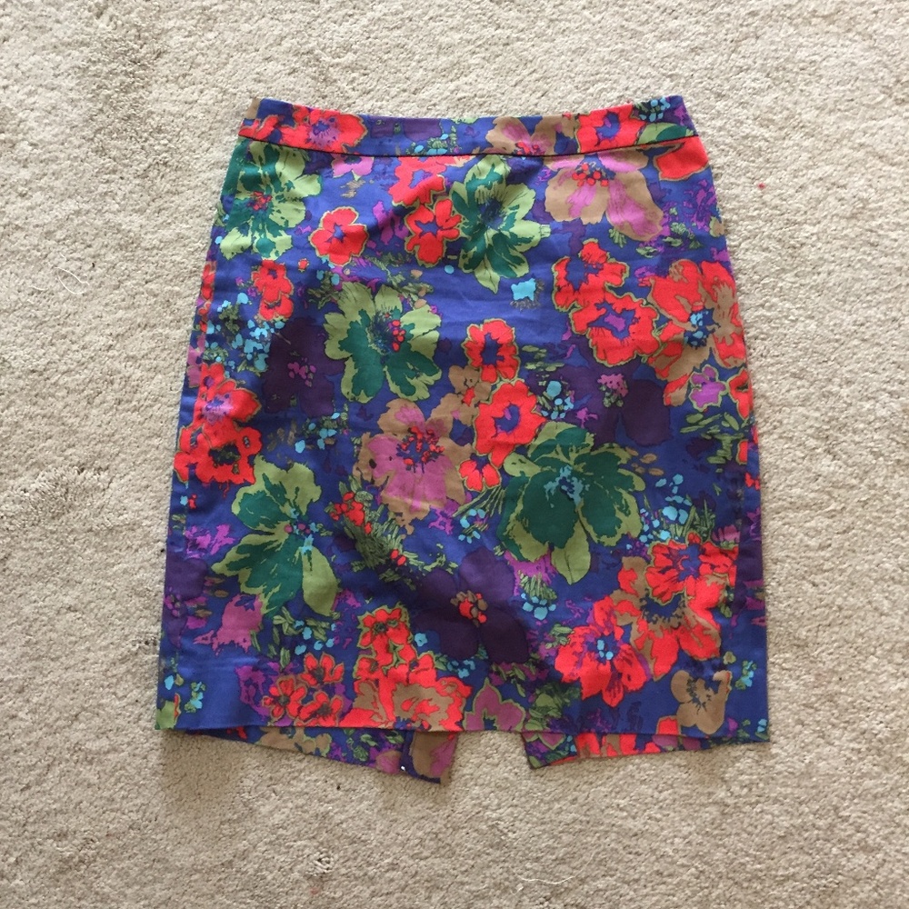 Floral J Crew Pencil Skirt